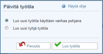 Vanhan työtilan kopioiminen tai uuden luominen Jos kurssilla (kurssikoodilla) on jo olemassa työtila Optimassa, voit luoda uuden työtilan vanhasta työtilasta tai luoda kokonaan uuden työtilan.