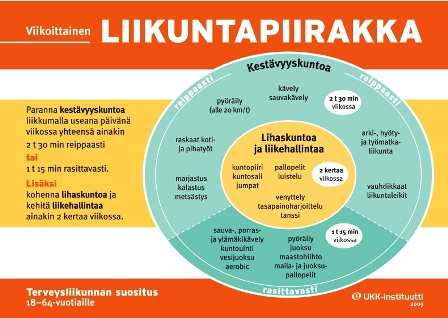 12 mahdollisimman vähän fyysisesti inaktiivinen. (The U.S. Department of Health and Human Services 2008, UKK-instituutti 2009.) Kuvio 3. UKK-instituutin liikuntapiirakka (UKK-instituutti 2009 a) 3.