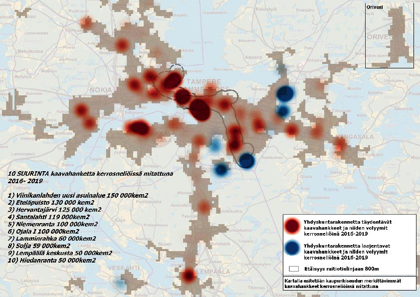 Taulukko: Asumisen kaavoitus sopimuskaudella, asemakaavojen k-m²