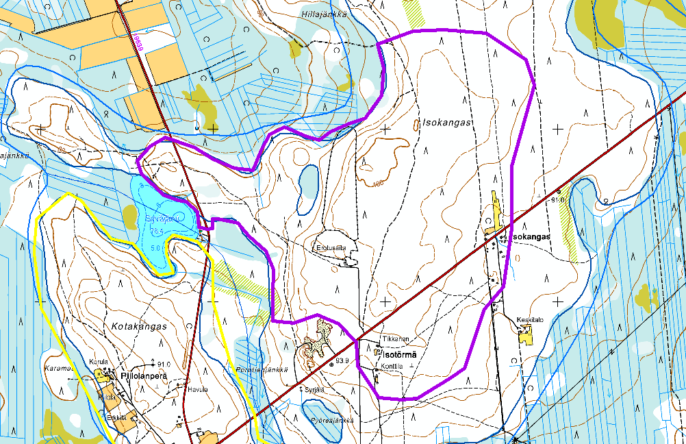 6 Isokangas Pohjavesialuenumero: 12976159 Muu pohjavesialue Arvoluokka: 4 Sijainti: Ylitornion keskustasta 24 km NE Isokangas on 3,5x1,9 km laajuinen, moreenipeitteinen delta, joka kuuluu