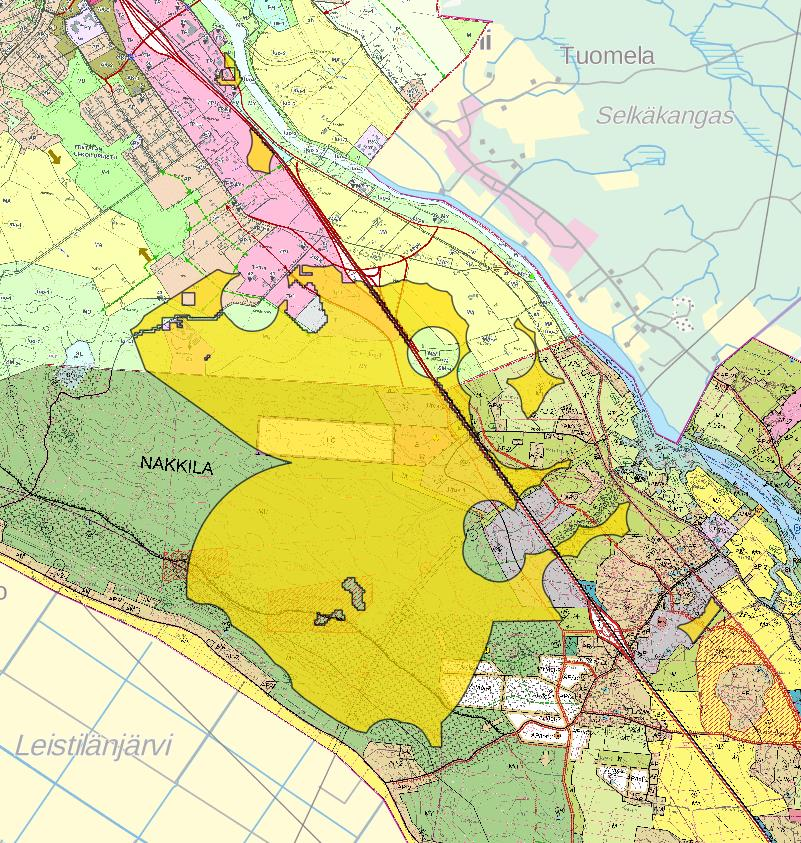 Alue 24, Nakkila Metsäalue on pääosin osoitettu metsän luonto- ja virkistysarvoja korostavin MU- ja MY-merkinnöin.