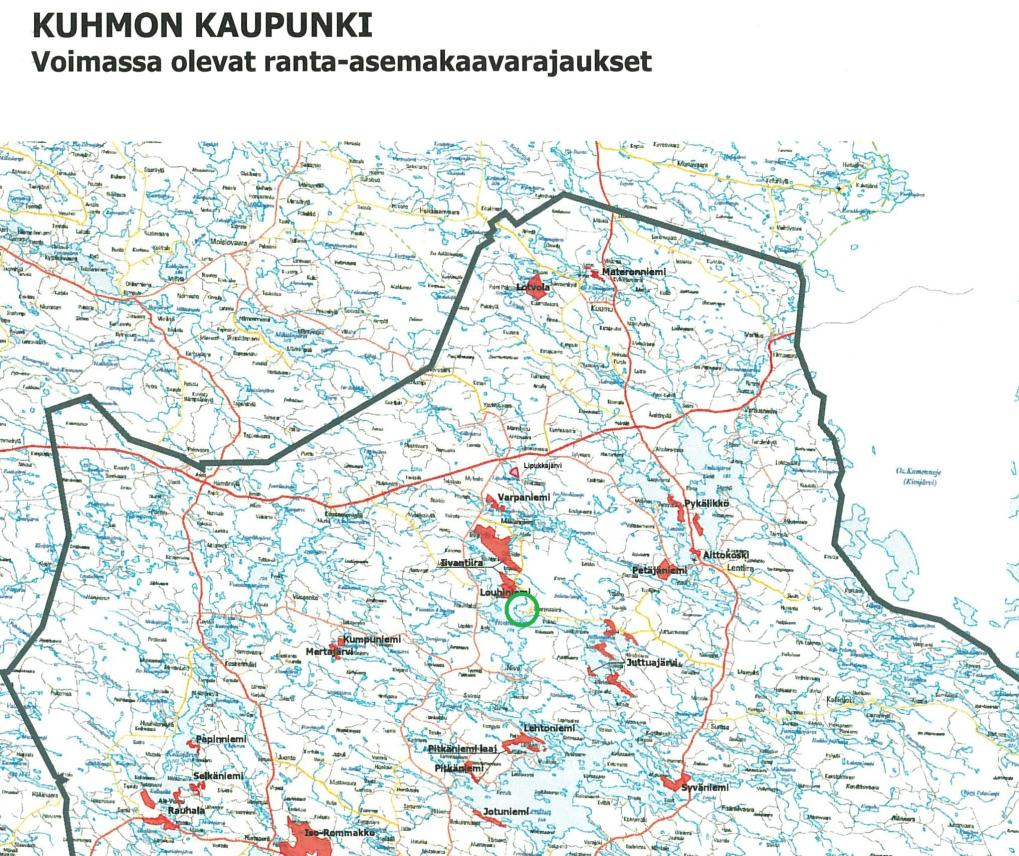 14 Lähimmät vahvistetut ranta-asemakaavat ovat Iivantiiiran ja Louhiniemen ranta-asemakaavat nyt tekeillä olevan kaavan pohjoispuolella. Rantakaavatilanne lähistöllä on esitetty oheisella kartalla.