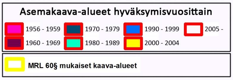 Ote ajantasa-asemakaavayhdistelmästä. Ote asemakaavojen ajanmukaisuustarkastelusta.