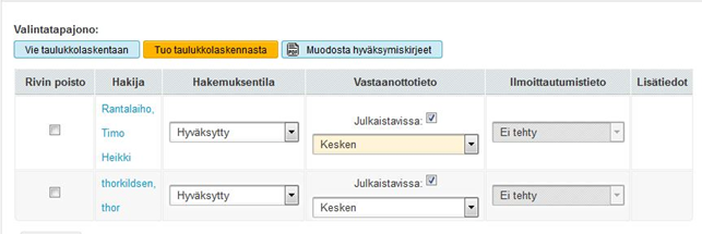 Erillishaun paikan vastaanotto tapahtuu Erillishaku-välilehdellä.