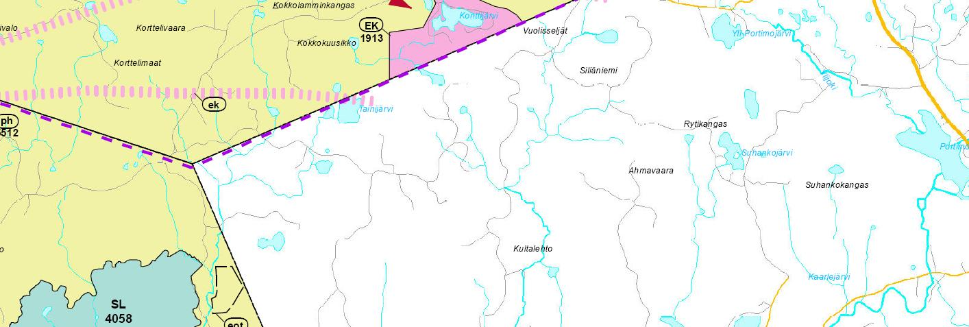 125 Kuva 7-25. Ote 7.5.2012 päivätystä Länsi-Lapin maakuntakaavaehdotuksesta. Suhangon kaivosalueen sijainti on merkitty kartalle rajauksella (tummanpunainen). Lapin liiton hallitus on 22.10.