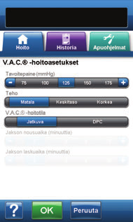 Hoitoasetukset - V.A.C.