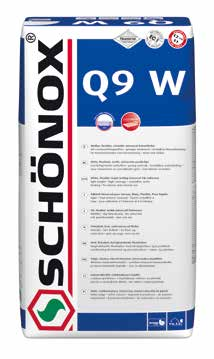SCHÖNOX Q9/Q9 W 9 Yksinkertaista: sama laasti lähes kaikkiin kohteisiin. Yksi laasti lähes kaikille kivityypeille ja kaakeleille, nopea muuntaumiskyky: SCHÖNOX Q9/Q9 W.
