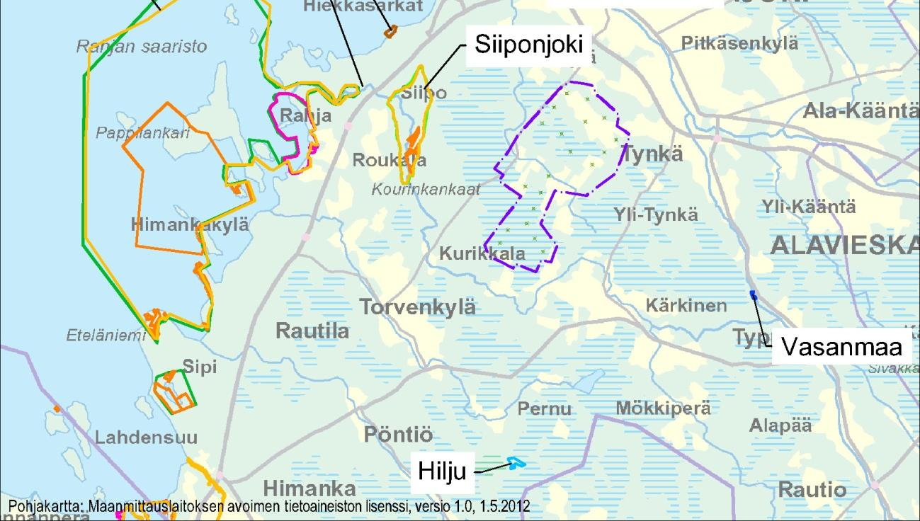 53 harjujensuojeluohjelmaan, alueelta on toteutettu useita yksityisiä suojelualueita. Seuraavaksi lähin Natura-alue Maristonpakat (FI1000058, SCI) sijaitsee reilut 6 km lähimmästä myllystä luoteeseen.