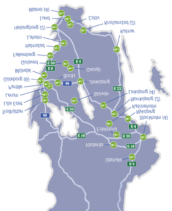 BIOKAASUN TANKKAUSASEMAT RUOTSISSA, YHT. 43 KPL.