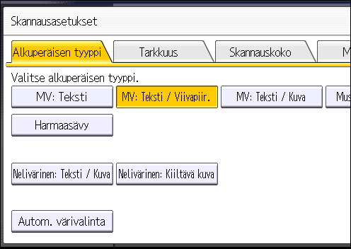 Skannausasetusten määritys Skannausasetusten määritys 1. Paina [Skannausasetukset].