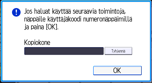 Laitteelle kirjautuminen Laitteelle kirjautuminen Kun todennusnäyttö avautuu Todennusnäyttö avautuu, jos perustodennus, Windows-todennus tai LDAP-todennus on käytössä.