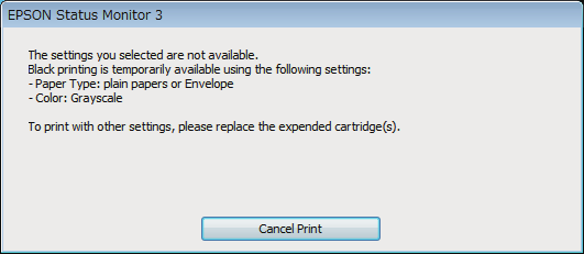 Värikasettien vaihtaminen A Jos EPSON Status Monitor 3 neuvoo peruuttamaan tulostustyön, peruuta työ napsauttamalla Cancel (Peruuta) tai Cancel Print (Peruuta tulostus).