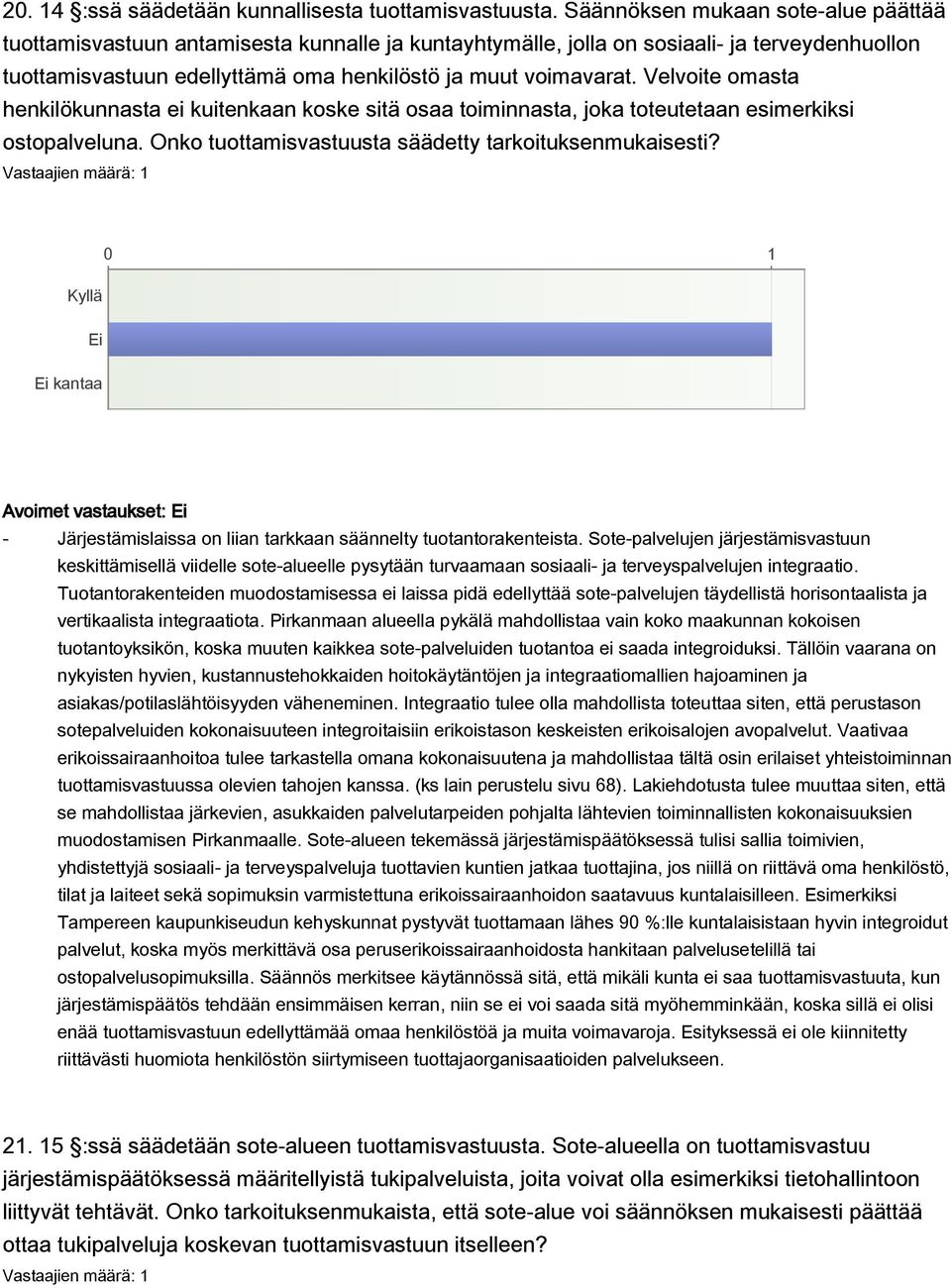 Velvoite omasta henkilökunnasta ei kuitenkaan koske sitä osaa toiminnasta, joka toteutetaan esimerkiksi ostopalveluna. Onko tuottamisvastuusta säädetty tarkoituksenmukaisesti?