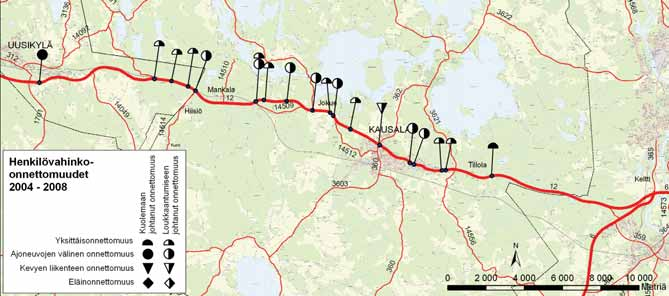 Valtatien 12 parantaminen välillä Uusikylä Tillola, yleissuunnitelma LÄHTÖKOHDAT JA TAVOITTEET 17 Liikennesuoritteen osuus palvelutasoluokassa 100 % 90 % 80 % 70 % 60 % 50 % 40 % 30 % 20 % 10 % 0 % 4