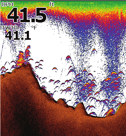 Downscan-vaihtoehdot Downscan-kerroksen asetuksia muutetaan kaikuluotainsivulta. Downscan-vaihtoehdot kuvataan tarkemmin DSI-jaksossa.