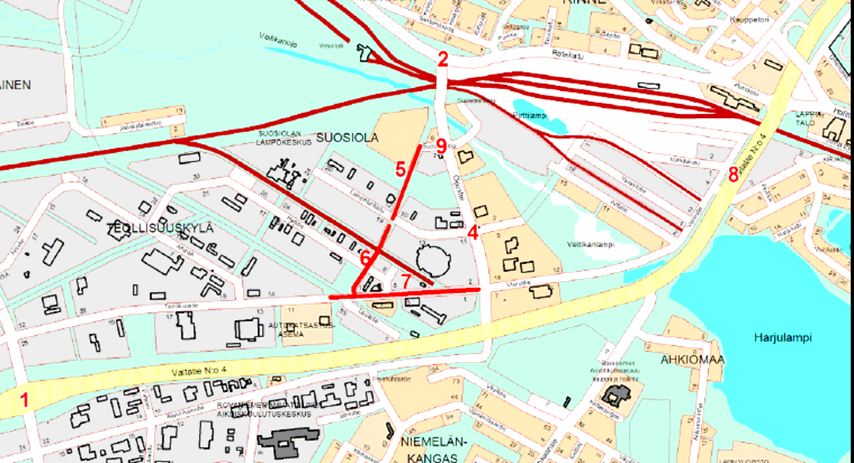 20 Teollisuustien itäpään lisäkaistat (kohde 7) Oijustien liittymien liikennevalot (kohde 2 Ratakadun liittymä, kohde 4 Lampelankadun liittymä ja kohde 9 Suosiolantien liittymä) Uusi katuyhteys