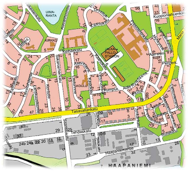 ENNUSTETILANNE VUODELLE 2035 UUSI MAANKÄYTTÖ Päivittäistavarakauppa Saaristokadun länsipuolella, Tehdaskadun ja Tasavallankadun välissä olevalla tontilla.