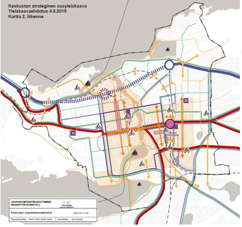 95 Kuva 32. Strategisen osayleiskaavan alue (Tampereen kaupunki 2015c kaavakartta2 liikenne).