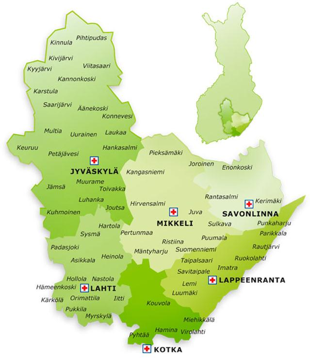 Yhteistyöprojektin toteuttajat ESSHP, ISSHP, Eksote, Carea, KSSHP, Phsotey ja Medi-IT Oy sekä alueen kunnat ja kaupungit (väestöpohja 1,1, milj.).