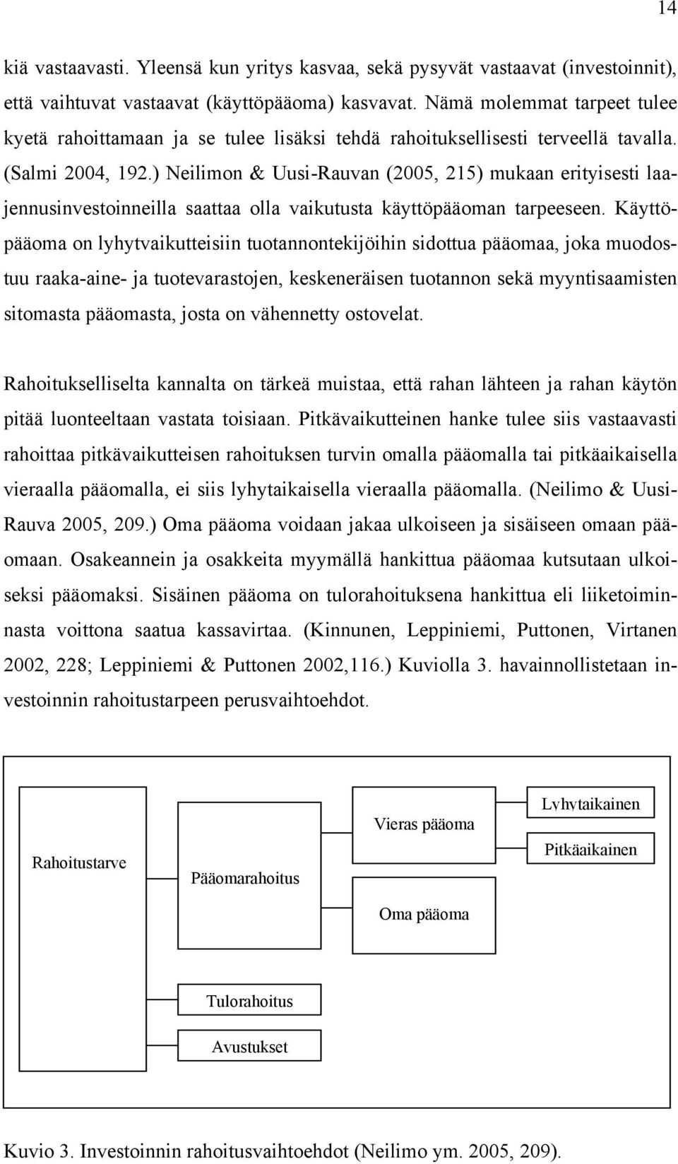 ) Neilimon & Uusi-Rauvan (2005, 215) mukaan erityisesti laajennusinvestoinneilla saattaa olla vaikutusta käyttöpääoman tarpeeseen.