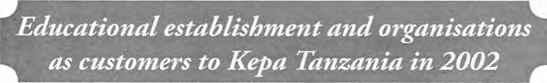 Uhusiano-tiedou 1/2003 A Survey about the services ofkepa Tanza,nia used by educational establishment and organizations and future hopes regarding those services - abstract 1.