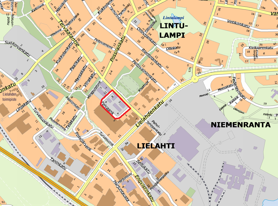 2. SUUNNITTELUALUEEN KUVAUS 1 2.1 Sijainti Suunnittelualue sijaitsee Teivaalantien varressa osoitteessa Teivaankatu 2, 4, 6 ja 8 eli noin seitsemän kilometriä Tampereen keskustasta länteen.