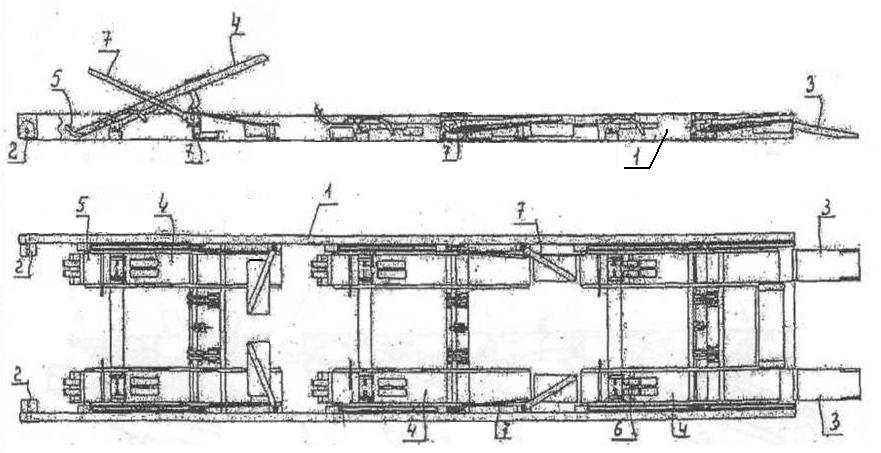 Kuva 33 1 auto; 2 tukiklossi, jonka mitat 100х120х2400 mm; 3 pitkittäinen klossi, jonka mitat 50х120х5867 mm; 4 poikittainen klossi, jonka mitat 100х120х2400 mm; 5 klossi, jonka mitat 100х120х300 mm;