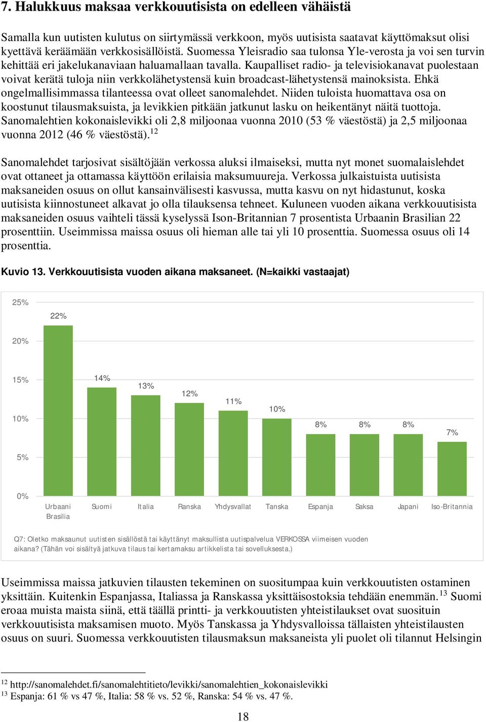 Kaupalliset radio- ja televisiokanavat puolestaan voivat kerätä tuloja niin verkkolähetystensä kuin broadcast-lähetystensä mainoksista. Ehkä ongelmallisimmassa tilanteessa ovat olleet sanomalehdet.