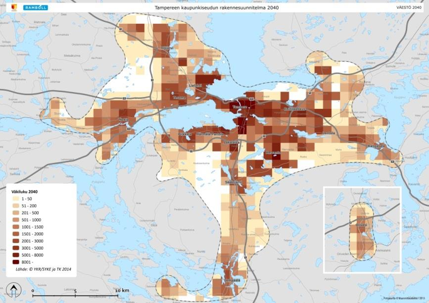 Uudet asunnot kaupunkiseudulla (kpl/toteutuskausi ja %-osuudet vuoteen 2040) 2013-2020 2021-2030 2031-2040 Yht.