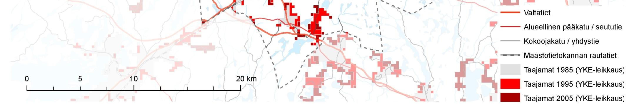 Taajaman laajeneminen Muodostuuko uusi taajama yhdyskuntarakenteellisesti