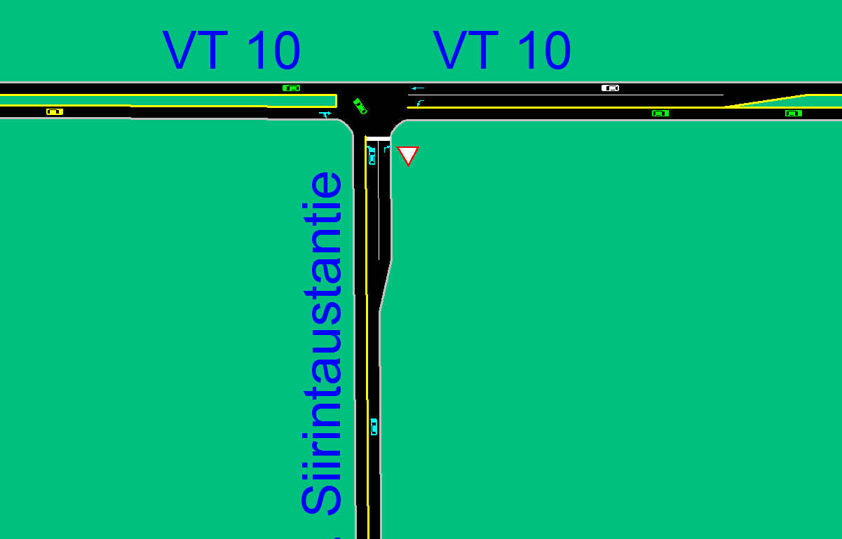 4(7) Kuva 2. Liittymien kaistajärjestelyt. Taulukossa 1 on esitetty liittymien toimivuudet aamu- ja iltahuipputuntien ajalta.
