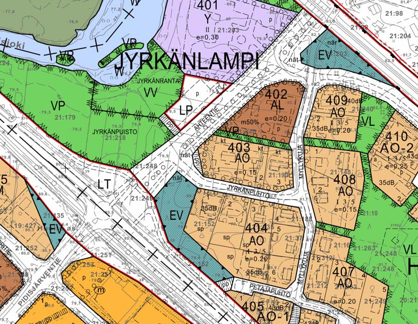 FCG Suunnittelu ja tekniikka Oy Kaavaselostus 12 Kartta 5. Voimassa olevassa asemakaavassa; Osa-alue 1.