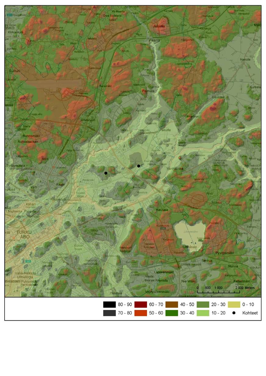 Kuva 6 42 Topinojan alueen topografia.