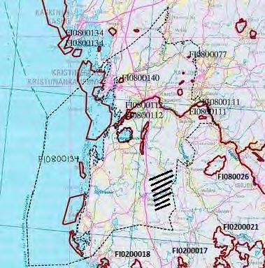 Kartta 2: Tutkimusalue, voimalapaikat (vihreä) ja muutonseurantapisteet (punainen) Kartta 3: suunnittelualue (musta