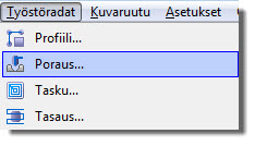 10 NELJÄN REIÄN PORAAMINEN 7 Klikkaa OK viimeistelläksesi aihion asetukset. Aihio näkyy punaisella katkoviivalla kappaleen ympärillä.