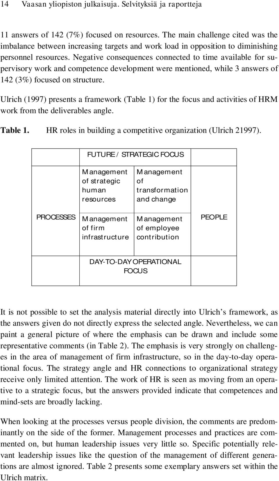 Negative consequences connected to time available for supervisory work and competence development were mentioned, while 3 answers of 142 (3%) focused on structure.