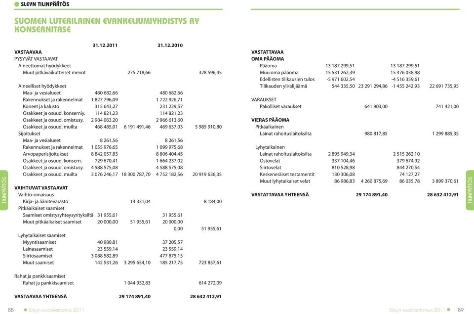 2010 VASTAAVAA PYSYVÄT VASTAAVAT Aineettomat hyödykkeet Muut pitkävaikutteiset menot 275 718,66 328 596,45 Aineelliset hyödykkeet Maa- ja vesialueet 480 682,66 480 682,66 Rakennukset ja rakennelmat 1