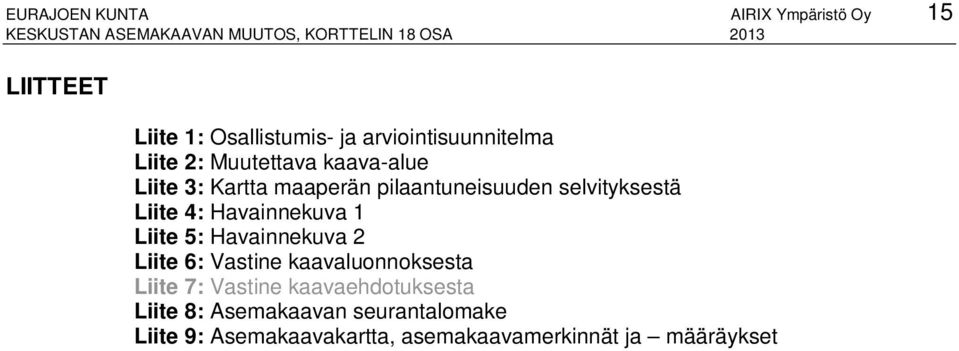 Havainnekuva 1 Liite 5: Havainnekuva 2 Liite 6: Vastine kaavaluonnoksesta Liite 7: Vastine