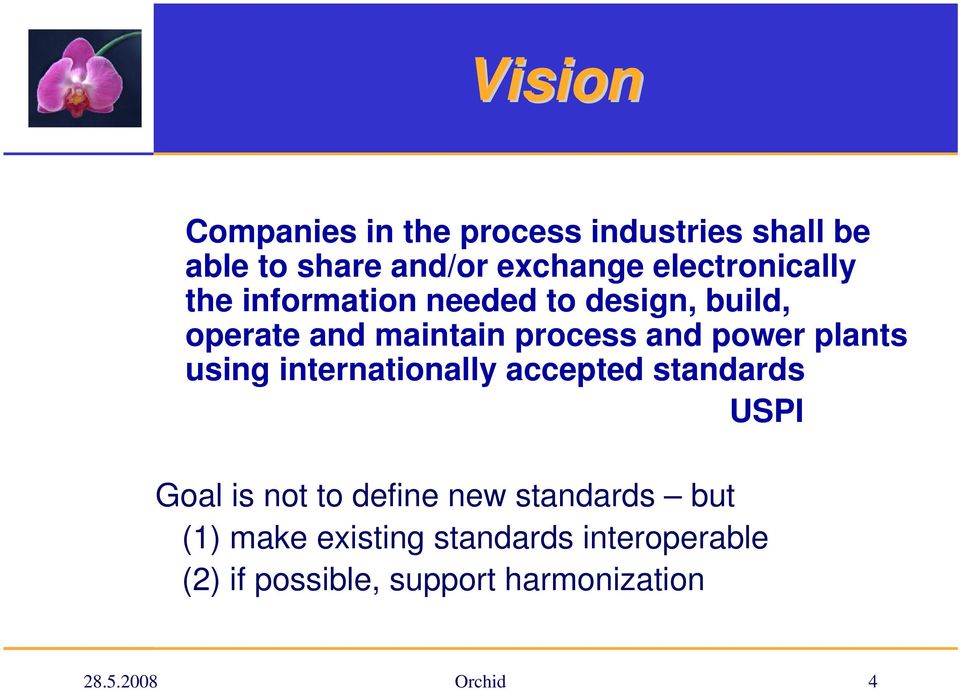 power plants using internationally accepted standards USPI Goal is not to define new