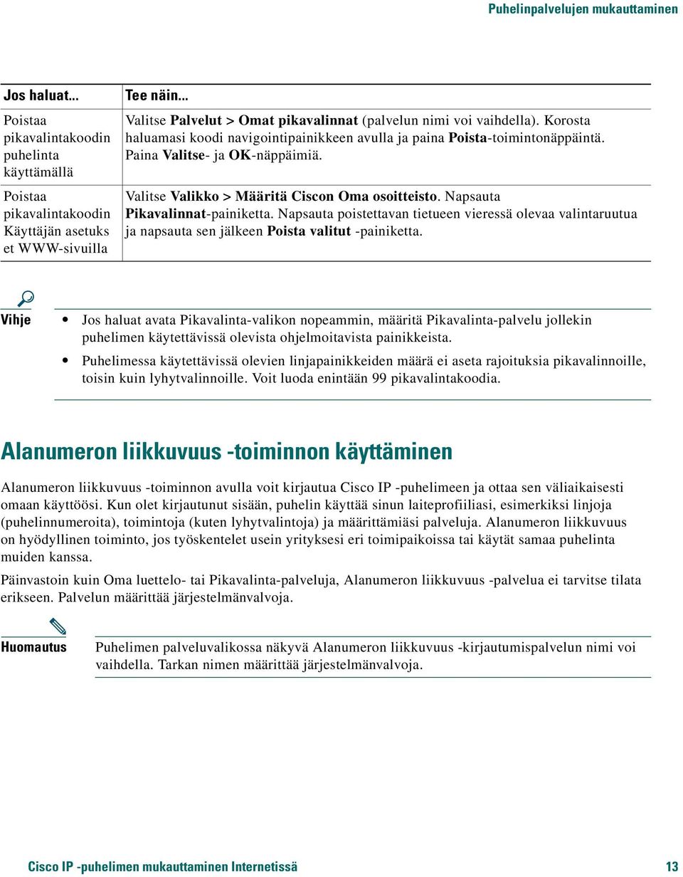 Valitse Valikko > Määritä Ciscon Oma osoitteisto. Napsauta Pikavalinnat-painiketta. Napsauta poistettavan tietueen vieressä olevaa valintaruutua ja napsauta sen jälkeen Poista valitut -painiketta.