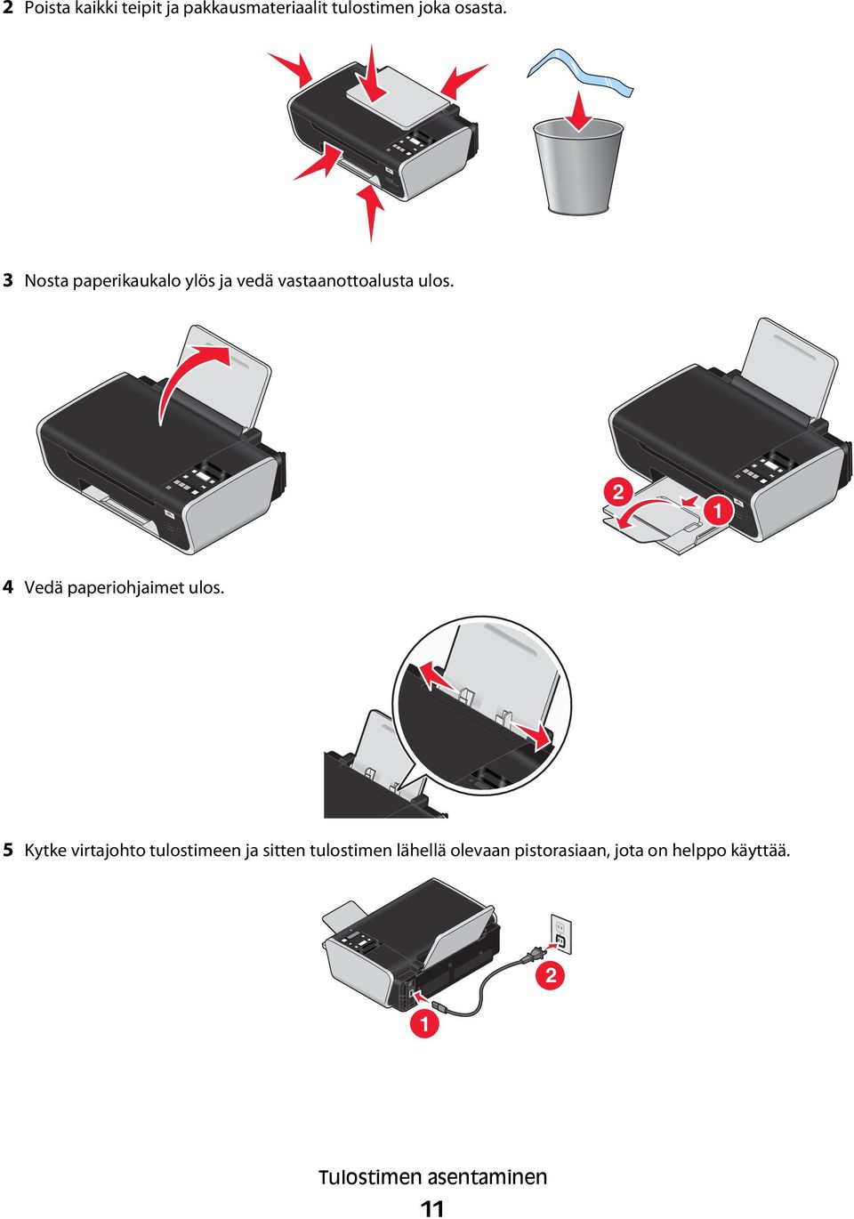 W I F I 2 1 W I F I 4 Vedä paperiohjaimet ulos.