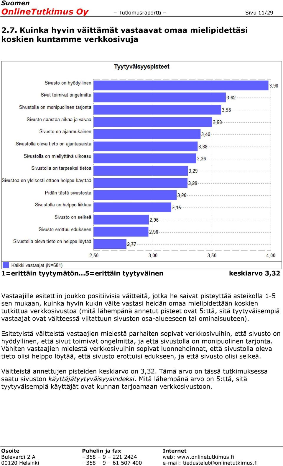 jotka he saivat pisteyttää asteikolla 1-5 sen mukaan, kuinka hyvin kukin väite vastasi heidän omaa mielipidettään koskien tutkittua verkkosivustoa (mitä lähempänä annetut pisteet ovat 5:ttä, sitä