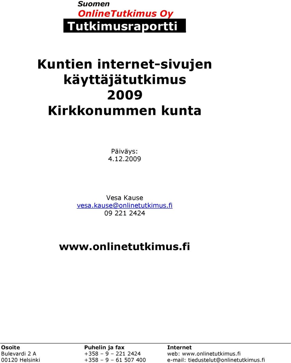 Kirkkonummen kunta Päiväys: 4.12.