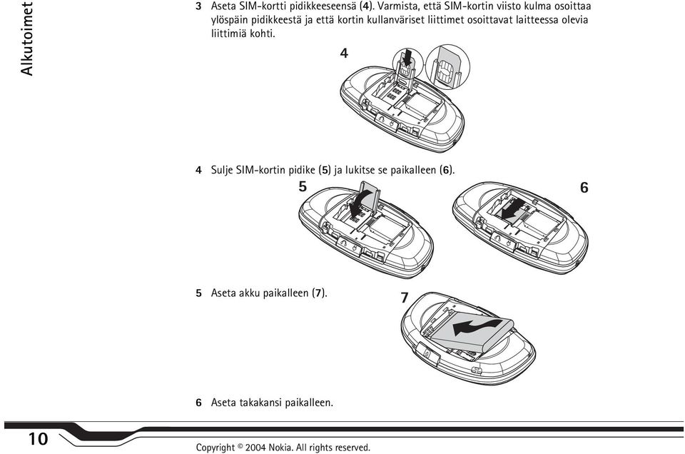 kortin kullanväriset liittimet osoittavat laitteessa olevia liittimiä kohti.