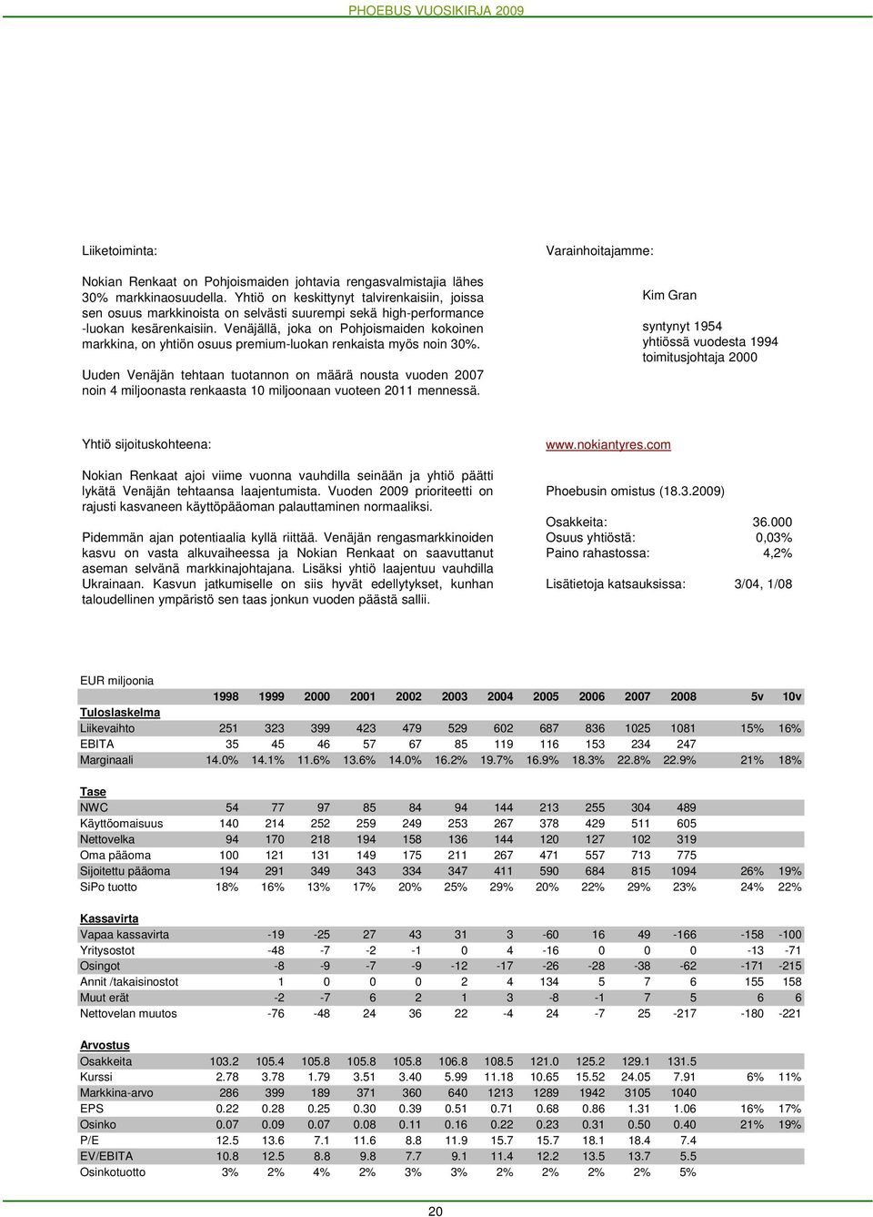 Venäjällä, joka on Pohjoismaiden kokoinen markkina, on yhtiön osuus premium-luokan renkaista myös noin 30%.