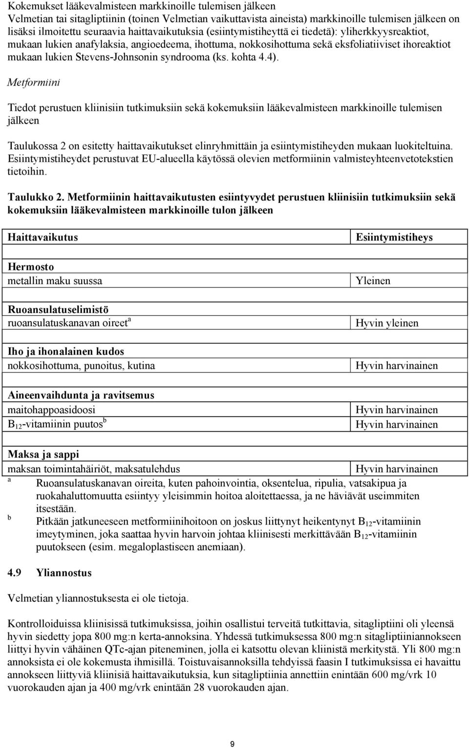 Stevens-Johnsonin syndrooma (ks. kohta 4.4).