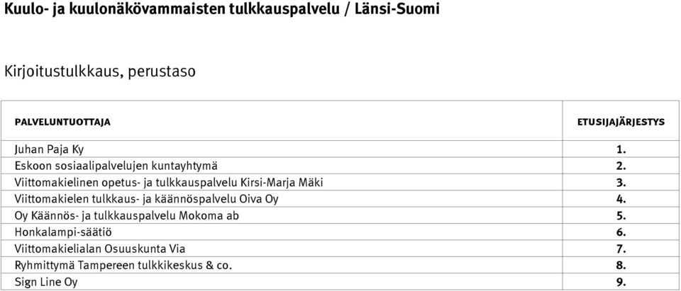 Viittomakielen tulkkaus- ja käännöspalvelu Oiva Oy 4.