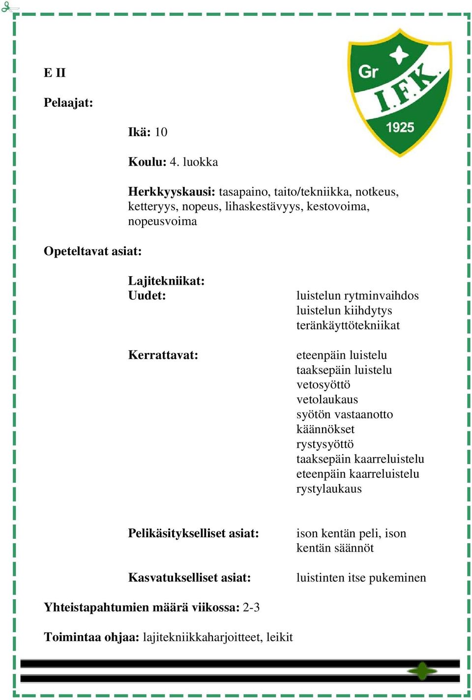 rytminvaihdos luistelun kiihdytys teränkäyttötekniikat eteenpäin luistelu taaksepäin luistelu vetosyöttö vetolaukaus syötön