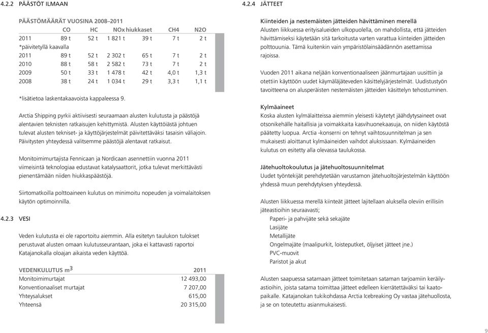 Arctia Shipping pyrkii aktiivisesti seuraamaan alusten kulutusta ja päästöjä alentavien teknisten ratkaisujen kehittymistä.