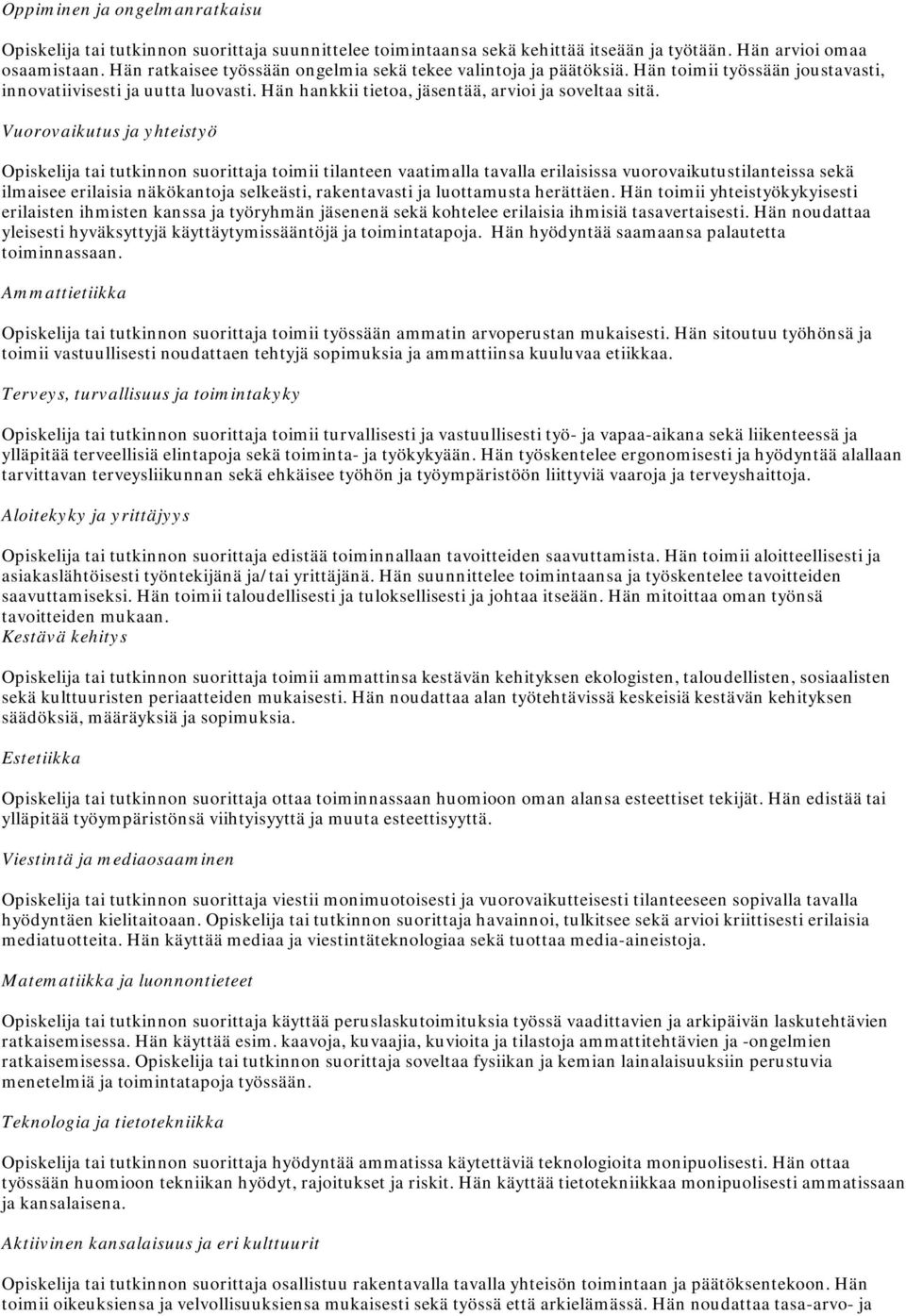 Vuorovaikutus ja yhteistyö toimii tilanteen vaatimalla tavalla erilaisissa vuorovaikutustilanteissa sekä ilmaisee erilaisia näkökantoja selkeästi, rakentavasti ja luottamusta herättäen.